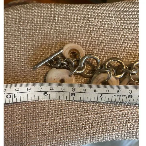 Sterling 925 & Kualia Large Hole Shell Bracelet from Papau New Guinea ~AMAZING